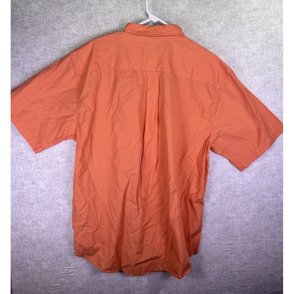 NWT Mens Eddie Bauer Short Sleeve Shirt Cotton Poplin Size Large Orange Apricot - Picture 5 of 7